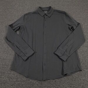 True Classic Shirt Mens Large Gray Solid Stretch Button Up Long Sleeve Casual